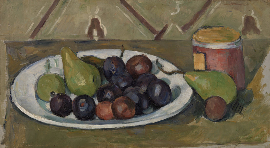 Tallerken med frugt og konserveskrukke - Paul Cézanne