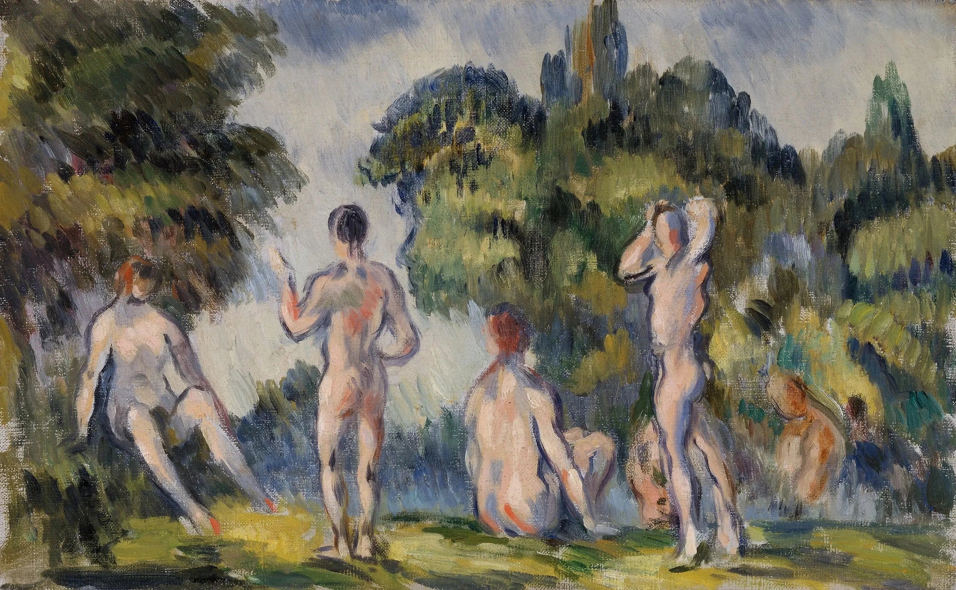 Baigneurs et baigneuses, 1870–1871, Paul Cézanne – reproduction peinture à l’huile sur toile