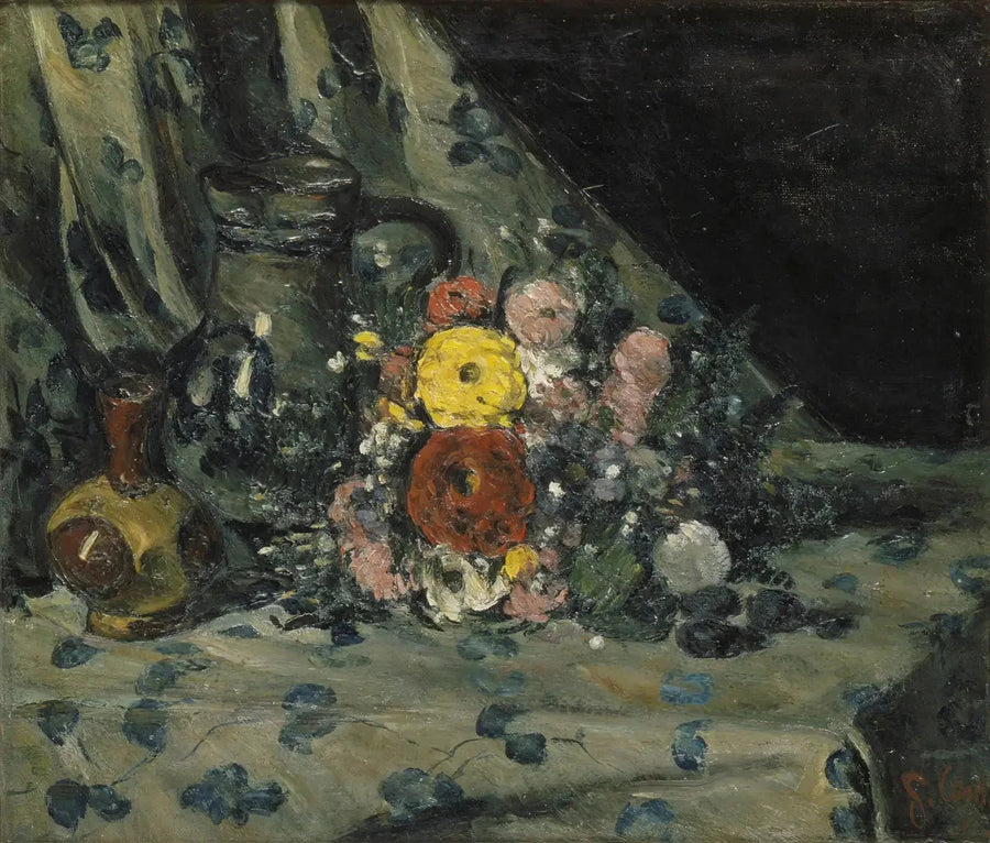 Buketter med gul dahlia - Paul Cézanne