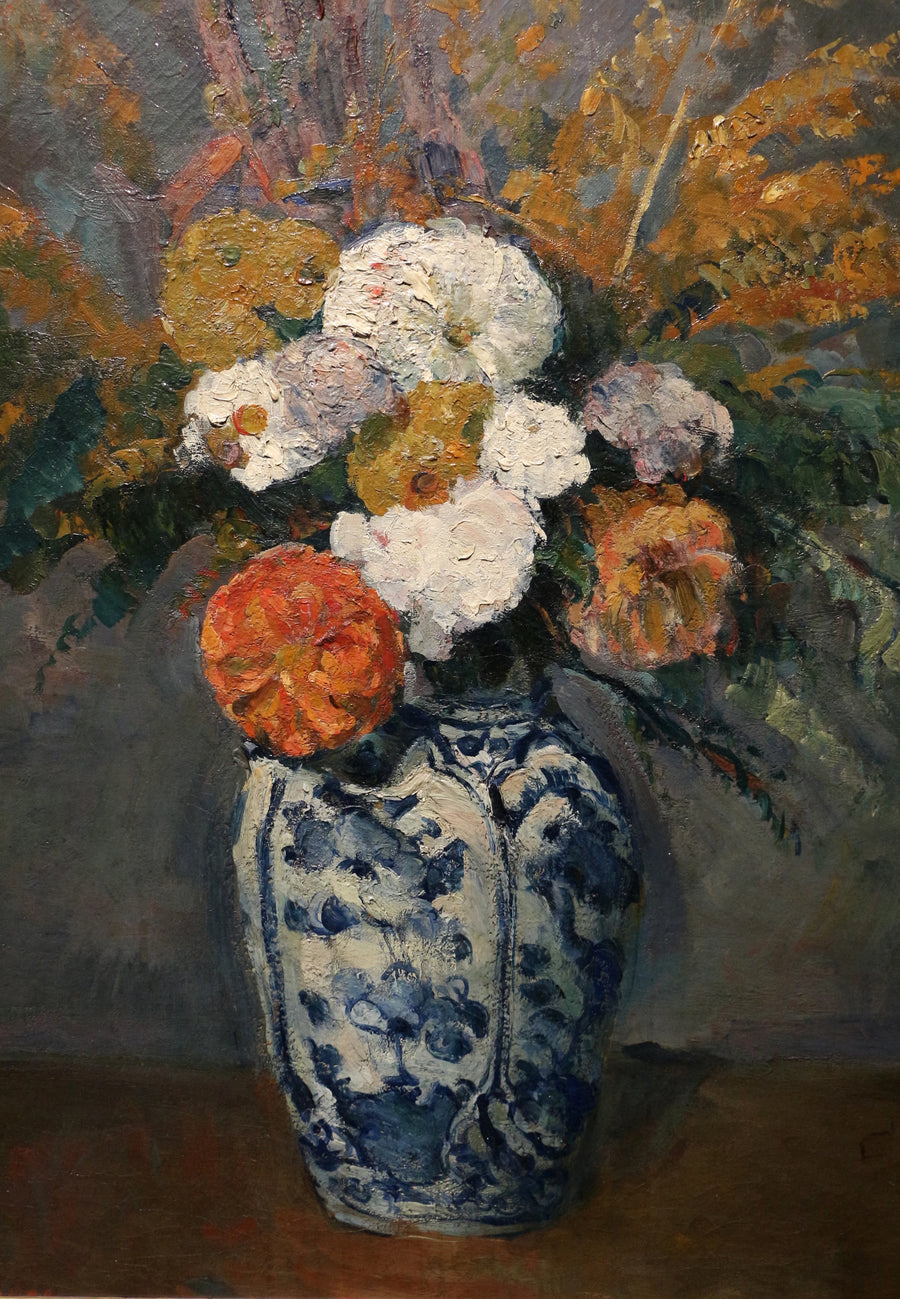 Dahliaer i en stor Delft-vase - Paul Cézanne