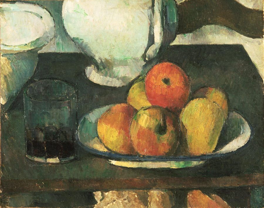 Stilleben med frugt og glas vin - Paul Cézanne