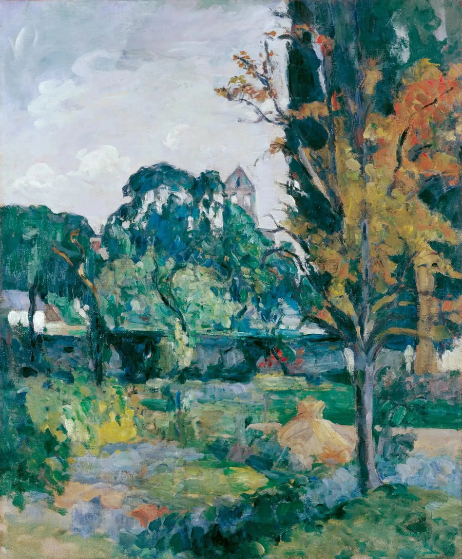 Landskab med kirkespir - Paul Cézanne