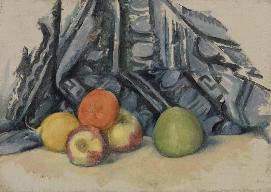 Æbler og tæppe - Paul Cézanne