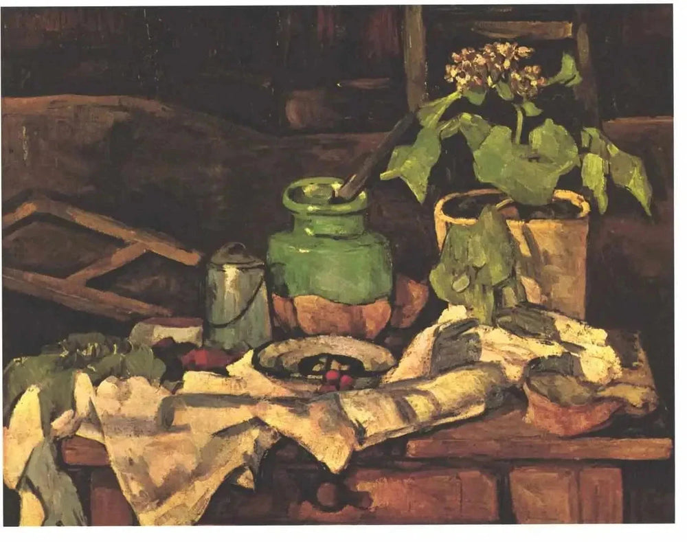 Pot de fleurs sur une table 1878–1880 de Paul Cézanne, collection particulière – reproduction peinture à l’huile sur toile