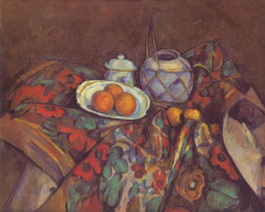 Stilleben, ingefærkrukke, sukkerskål og appelsiner - Paul Cézanne