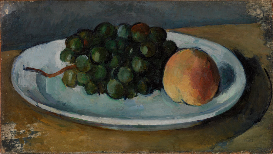 Druer og fersken på en tallerken - Paul Cézanne