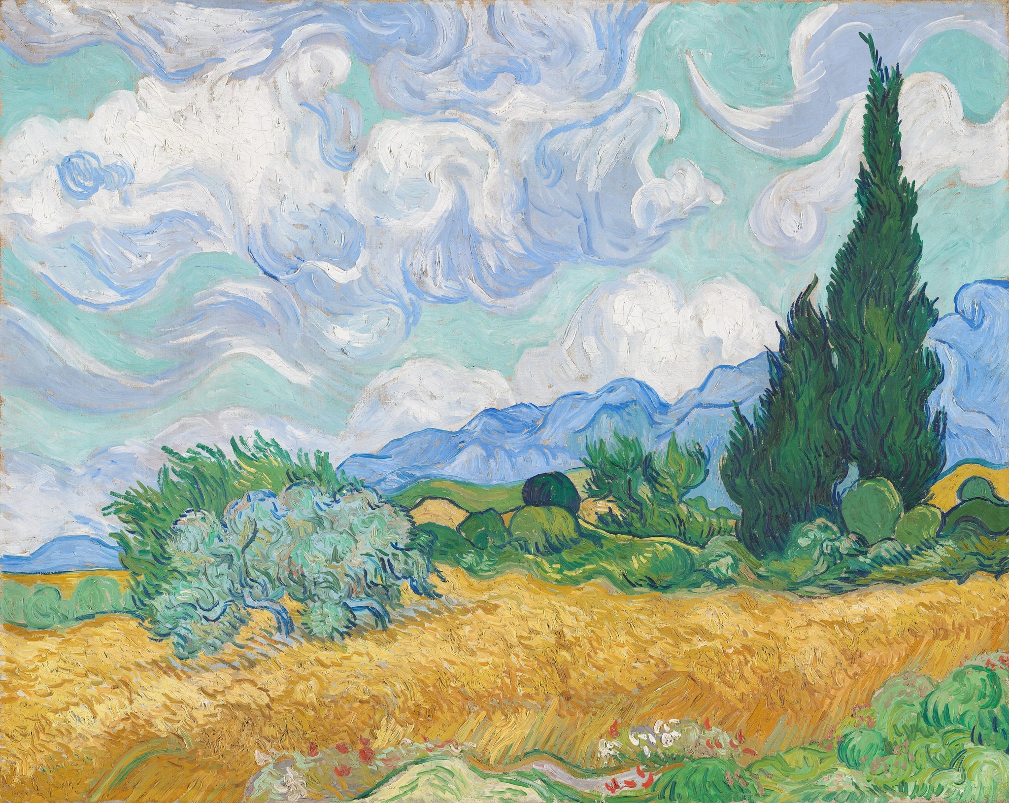 Champ de blé avec cyprès F615 de Vincent van Gogh – National Gallery