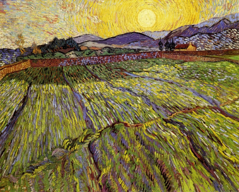 Champ clos avec soleil levant de Vincent van Gogh, F737 JH1862, collection particulière