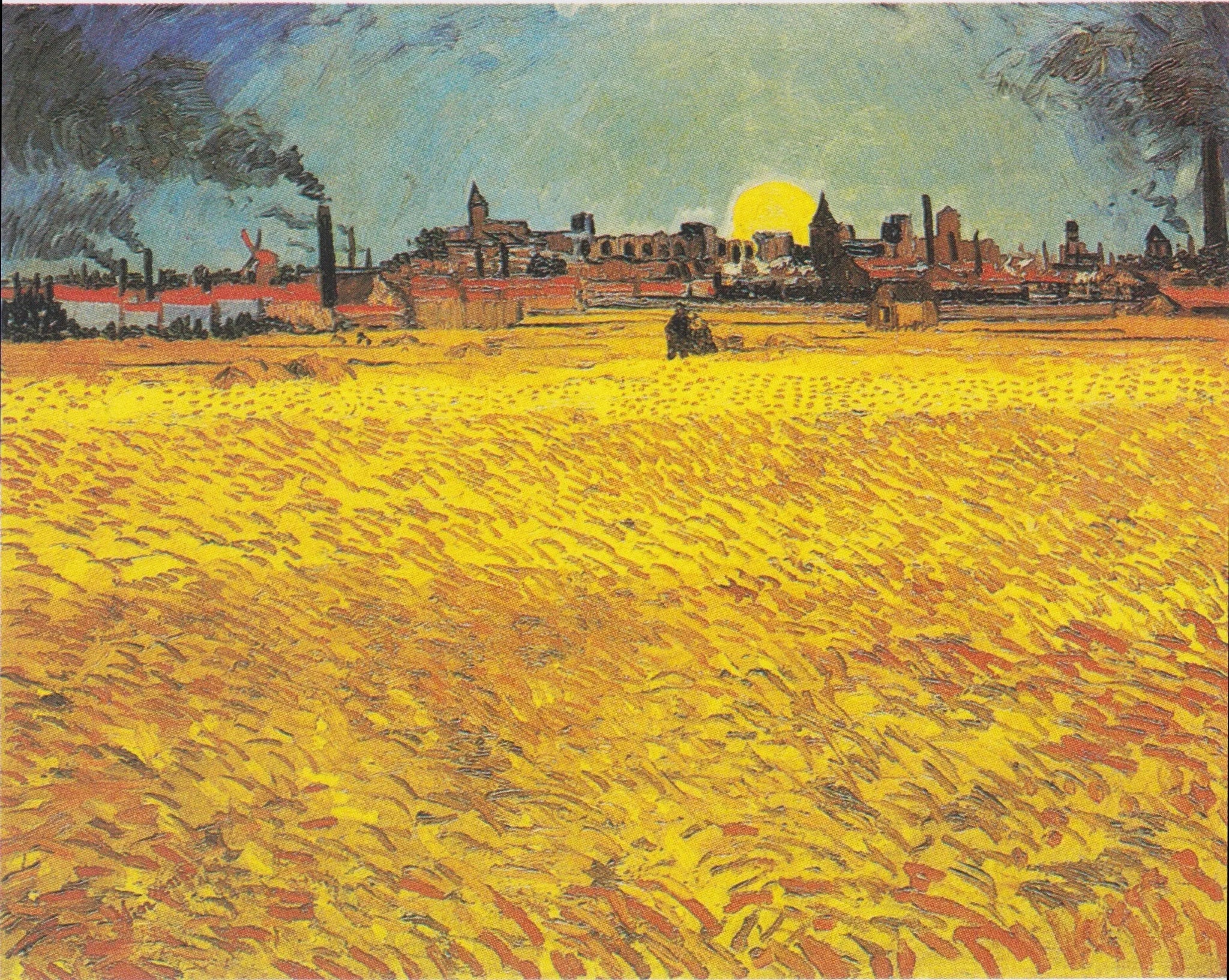 Champ de blé au soleil couchant - Vincent van Gogh image 1 tableau peint à l’huile sur toile