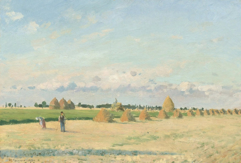 Åbne marker med høstakke nær Pontoise - Camille Pissarro