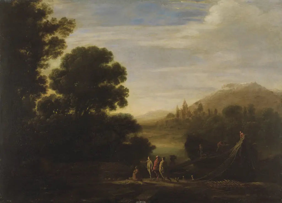 Lastning af træ i det gyldne aftenlys - Claude Lorrain