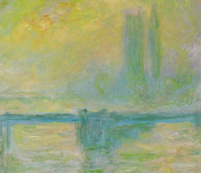 Détail du brouillard jaune et du Parlement dans Charing Cross Bridge de Monet