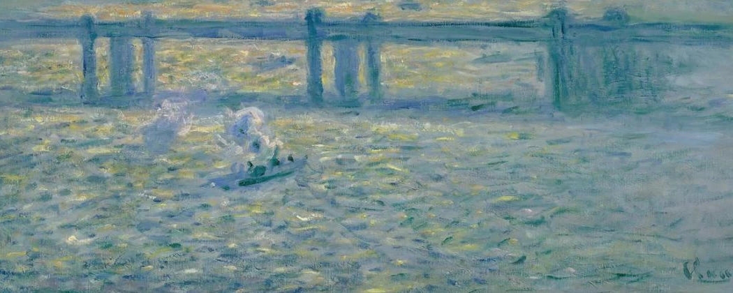Détail du bateau à vapeur et des reflets sur la Tamise dans Charing Cross Bridge W1532