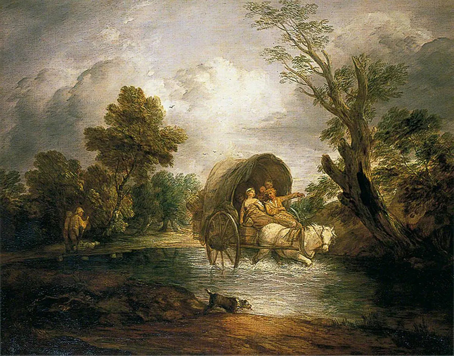 Landkøretøj, der krydser en vadested - Thomas Gainsborough