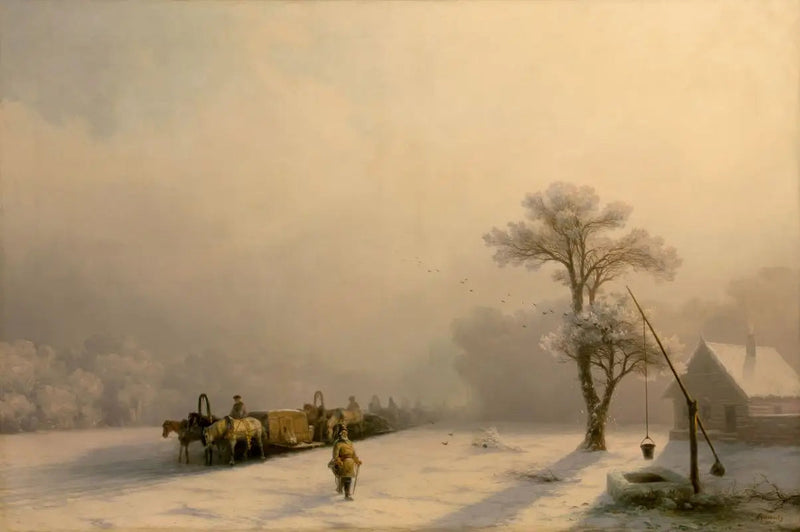 Vintervogne på vej - Ivan Aïvazovski