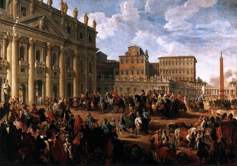 Charles de Bourbon besøger basilikaen Saint-Pierre - Giovanni Paolo Panini
