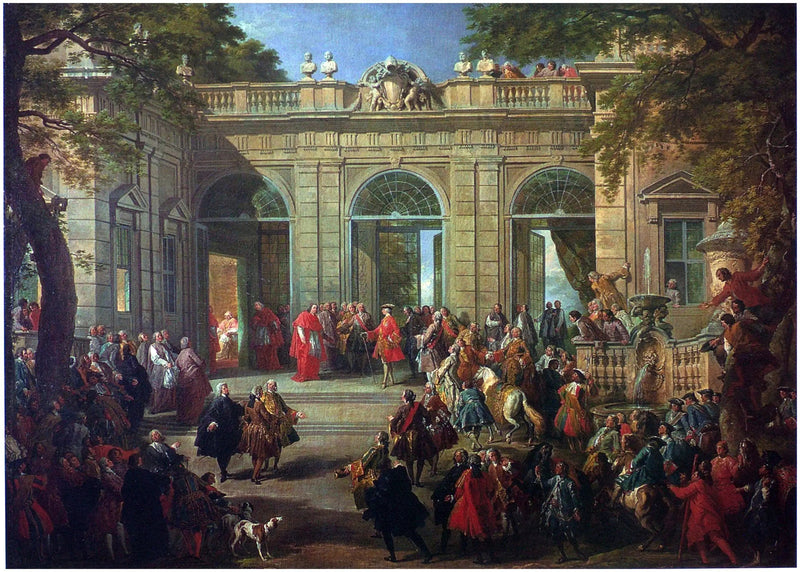 Charles de Bourbon besøger Pave Benoît XIV på Café du Quirinal - Giovanni Paolo Panini