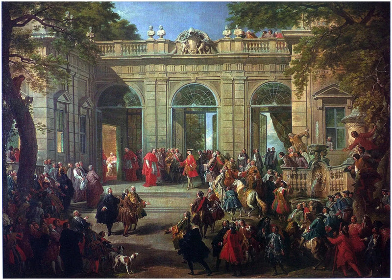 Charles de Bourbon besøger Pave Benoît XIV på Café du Quirinal - Giovanni Paolo Panini