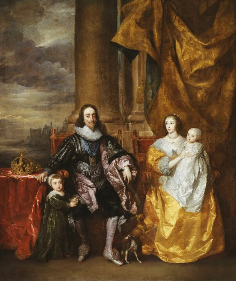 Charles Ier og Henriette Marie med deres to ældste børn, prins Charles og prinsesse Mary - Antoine van Dyck