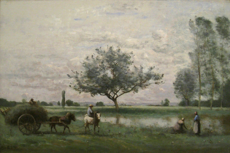Høstkvæg ved en flod - Jean-Baptiste Camille Corot