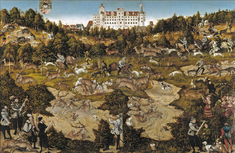 Jagt på Torgau-slottet til ære for Karl V - Lucas Cranach den Ældre