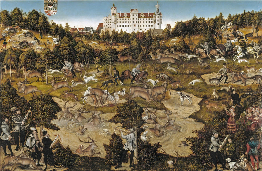 Jagt på Torgau-slottet til ære for Karl V - Lucas Cranach den Ældre