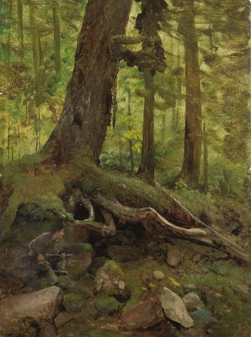 Jæger i de Hvide Bjerge nær Glen House - Albert Bierstadt