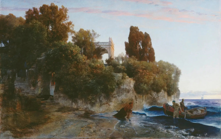 Château ved havet og mord i slotshaven - Arnold Böcklin