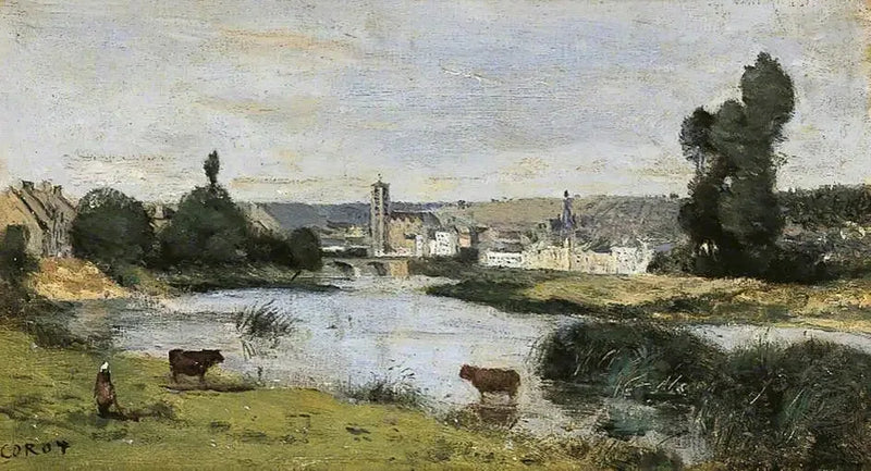 Château-Thierry. Oversigt med Saint-Crépin-tårnet - Jean-Baptiste Camille Corot
