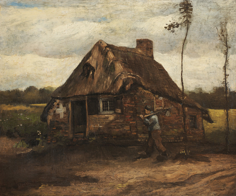 Scene fra et husmandssted med en bonde, der vender hjem - Vincent van Gogh
