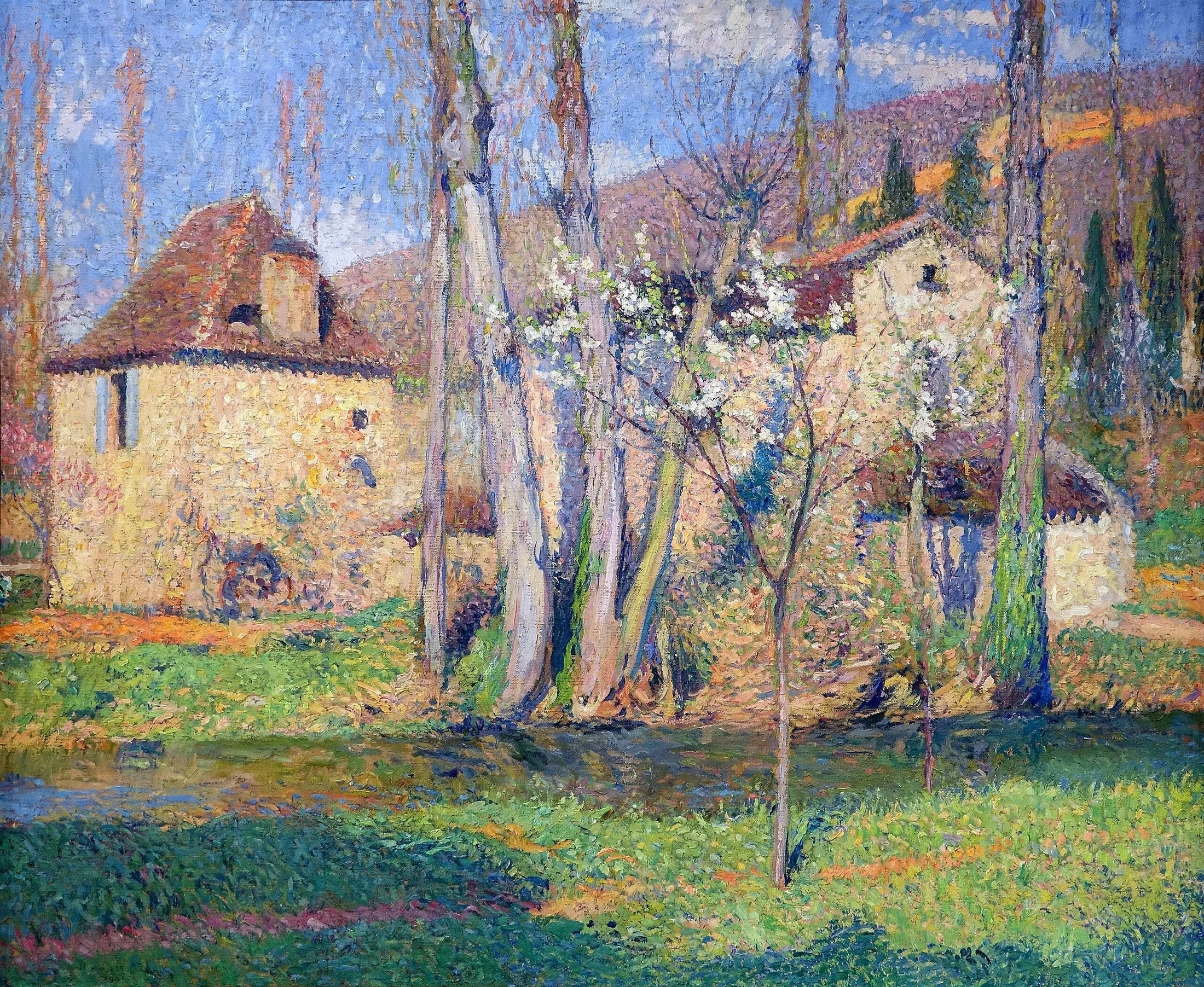 Chaumières au printemps - Henri-Jean Guillaume Martin image 1 tableau peint à l’huile sur toile