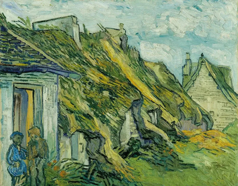 Stråtækte sandstenshytter i Chaponval - Vincent van Gogh