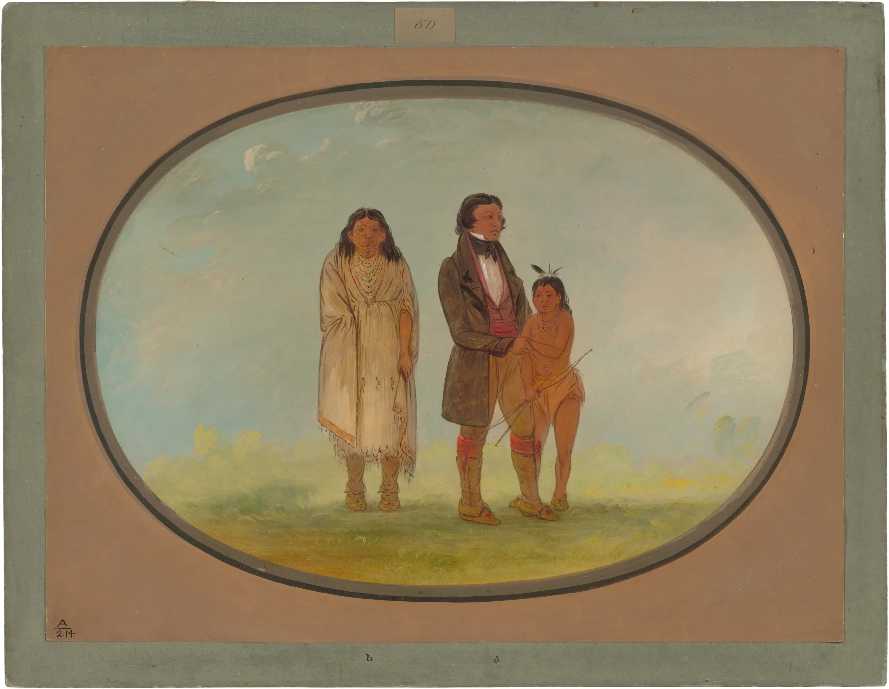 Chef Kaskaskia sa mère et son fils - George Catlin - Alpha Reproduction