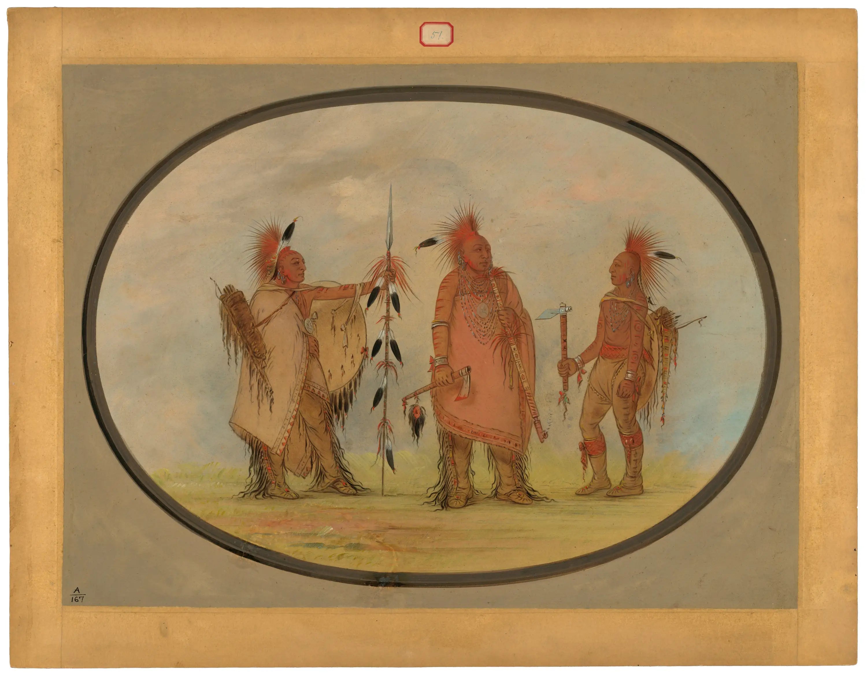 Chef Osage avec deux guerriers - George Catlin - Alpha Reproduction