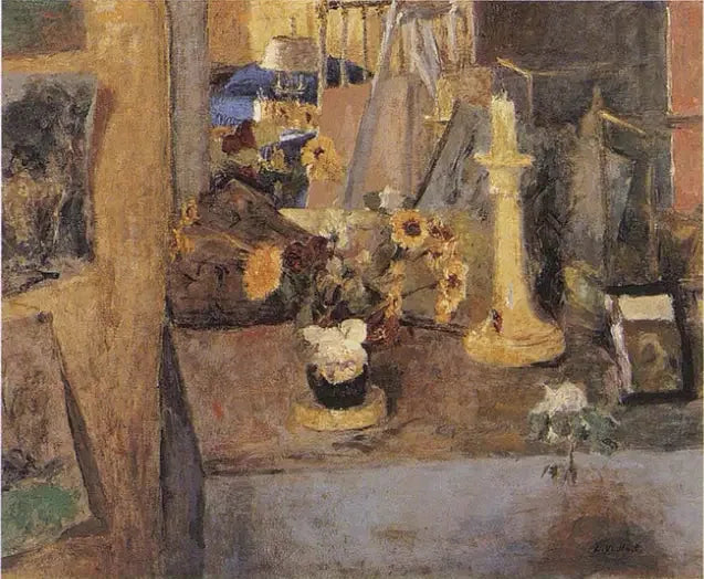 Kamin med lysestage - Édouard Vuillard