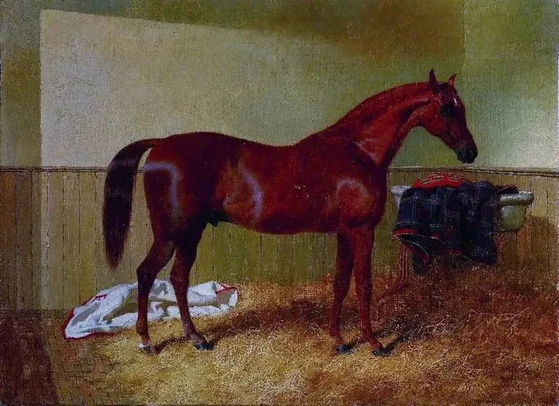 Rødbrun hest i en stald - John Frederick Herring, Sr.