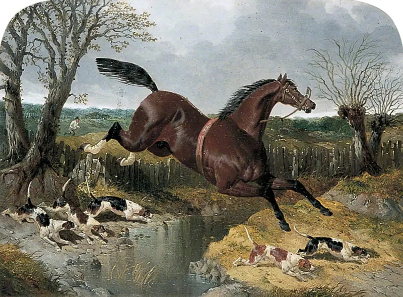 Rødbrun springhest med beagles - John Frederick Herring, Sr.