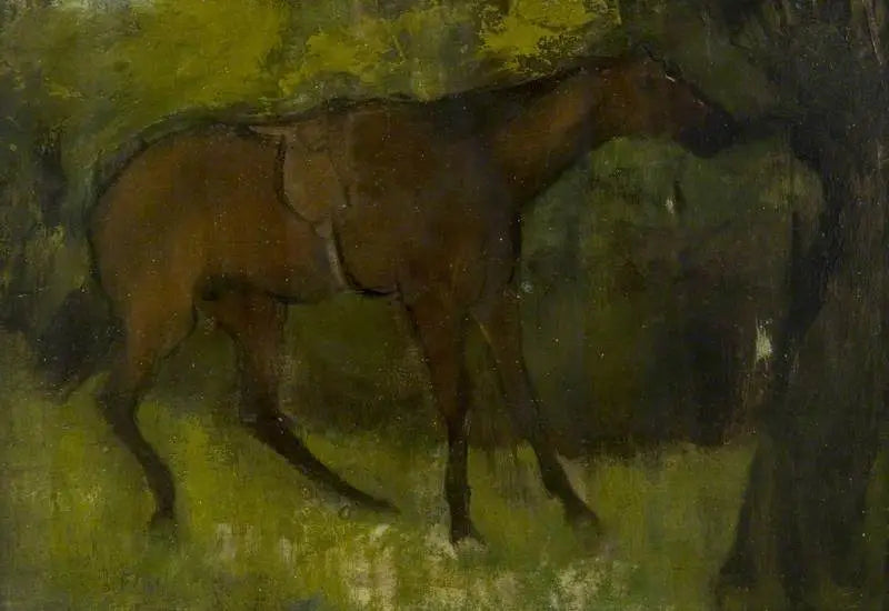 Hest bundet til et træ - Edgar Degas