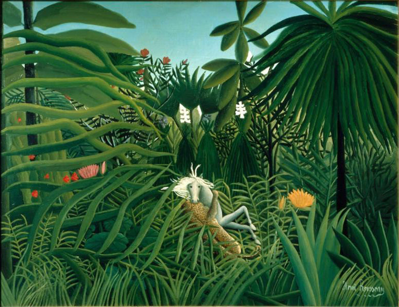 Hest angrebet af en jaguar - Henri Rousseau