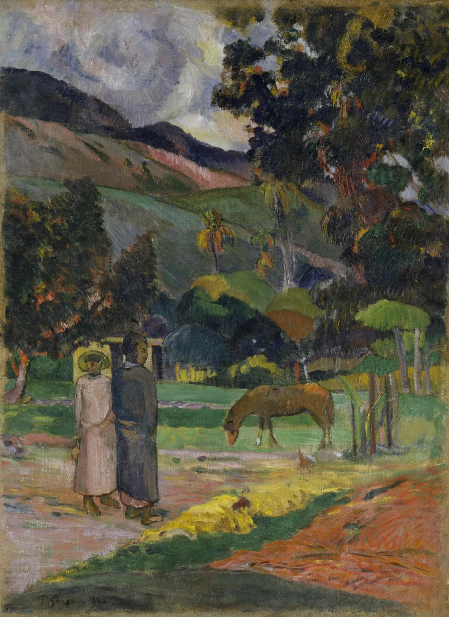 Hest på græs - Paul Gauguin