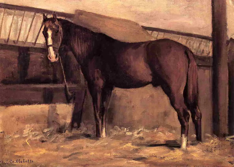 Rødbrun hest i stalden - Gustave Caillebotte
