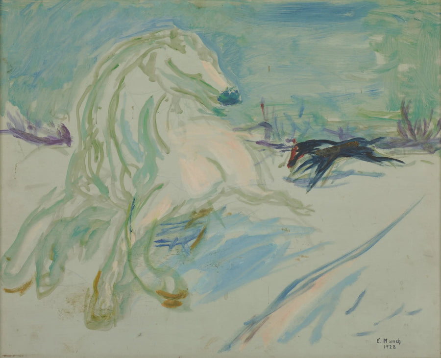 Hvid hest i galop - Edvard Munch
