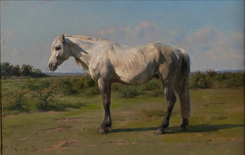 Hvid hest i en eng - Rosa Bonheur