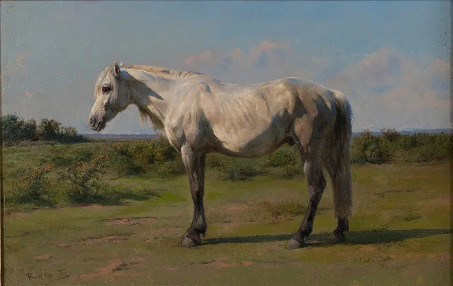 Hvid hest i en eng - Rosa Bonheur