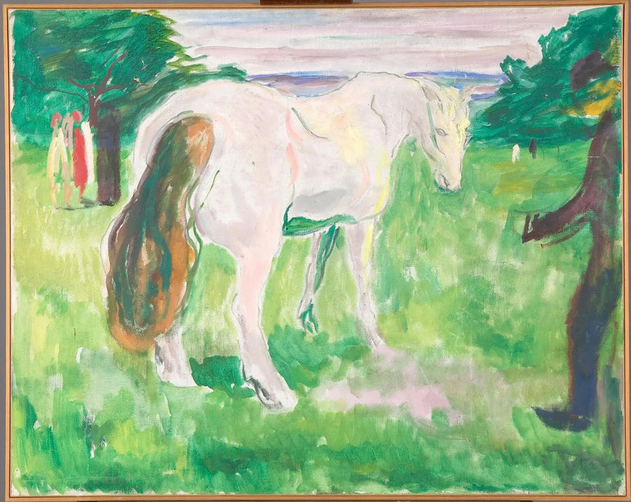 Hvid hest i en grøn eng - Edvard Munch
