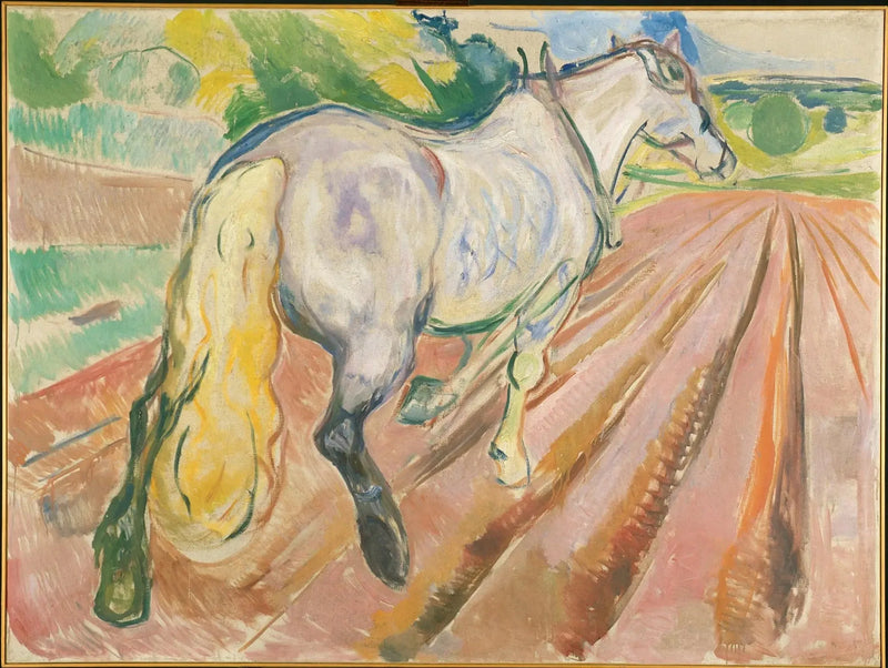 Hvid hest set bagfra - Edvard Munch