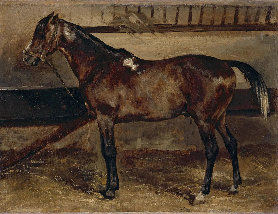 Brun hest i stalden - Théodore Géricault