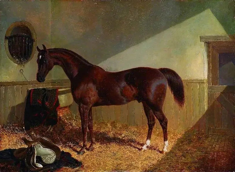 Brun hest i en stald - John Frederick Herring, Sr.
