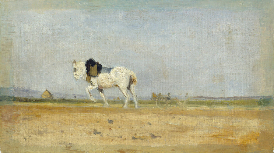Un cheval de charrue dans un champ - Stanislas Lépine