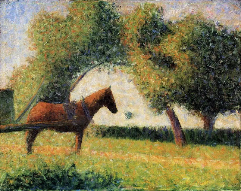 Hest i en mark - Georges Seurat